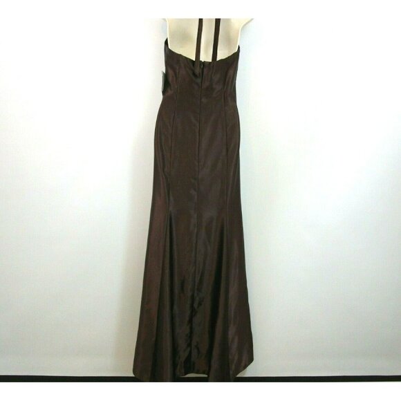 Jessica McClintock Formal Gown Size 9/10 Halter Brown Gunne Sax Prom Wedding NWT - Picture 2 of 12